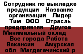 Сотрудник по выкладке продукции › Название организации ­ Лидер Тим, ООО › Отрасль предприятия ­ Другое › Минимальный оклад ­ 1 - Все города Работа » Вакансии   . Амурская обл.,Магдагачинский р-н